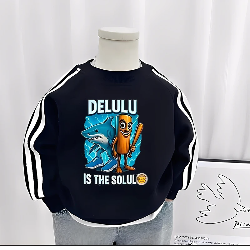 美国山海经秋冬纯棉长袖2025潮款潮酷痞帅童装儿童服装三条杠T桖