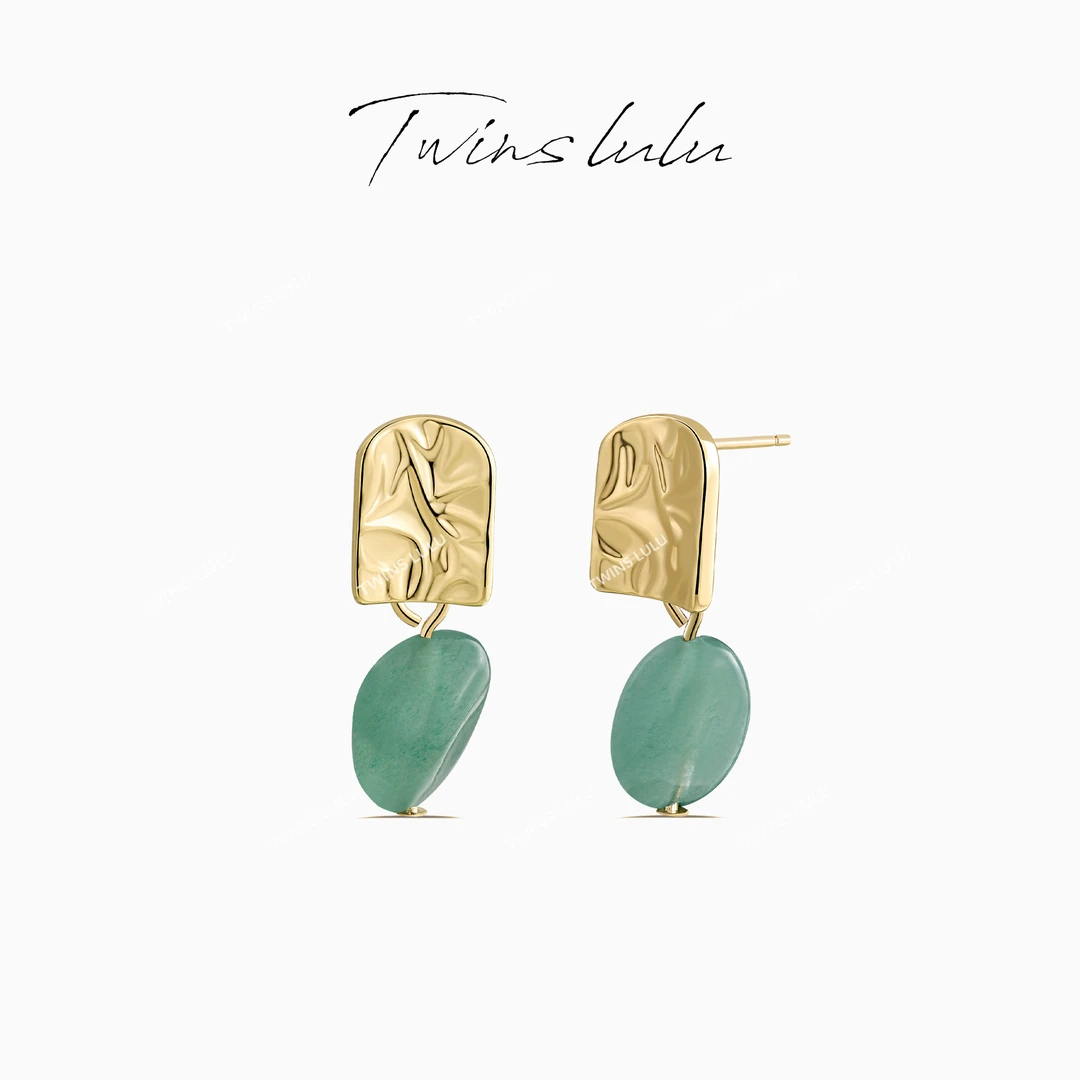 TWINS LULU 镀k金 新中式设计感简约百搭气质方牌珠珠耳环TSL1573