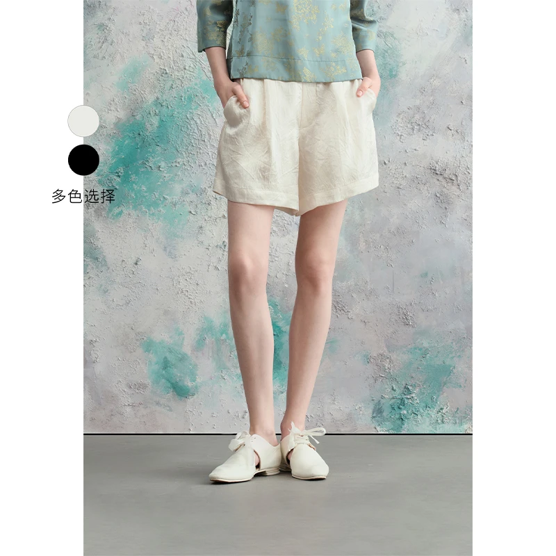 【流动哲学】puretea茶愫立体倒褶醋纤休闲裤女宽松短裤KP0201D21