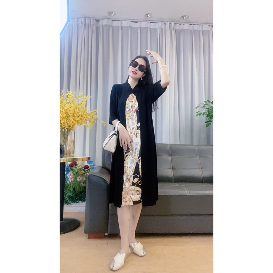 4379 早秋新款大码女装长袖连衣裙宽松中长款裙子