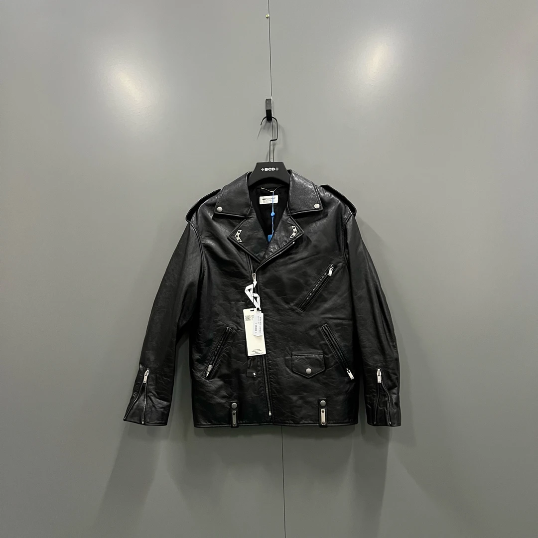 99新 YSL/圣罗兰 tt1 slp 黑色多拉链机车夹克 36码/98新/015218