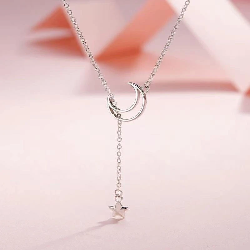简约小清新月下流星高颜值锁骨链项链浪漫气质吊坠项链时尚