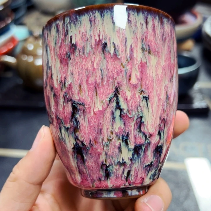 瓷本店全场满20包邮。陶瓷家用粉色精美水杯炫彩渐变茶杯紫色茶具