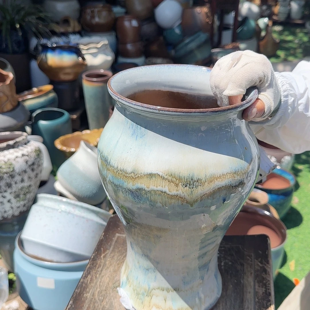 紫砂花盆王嫂花盆0629-袁白鱼尾高30口18