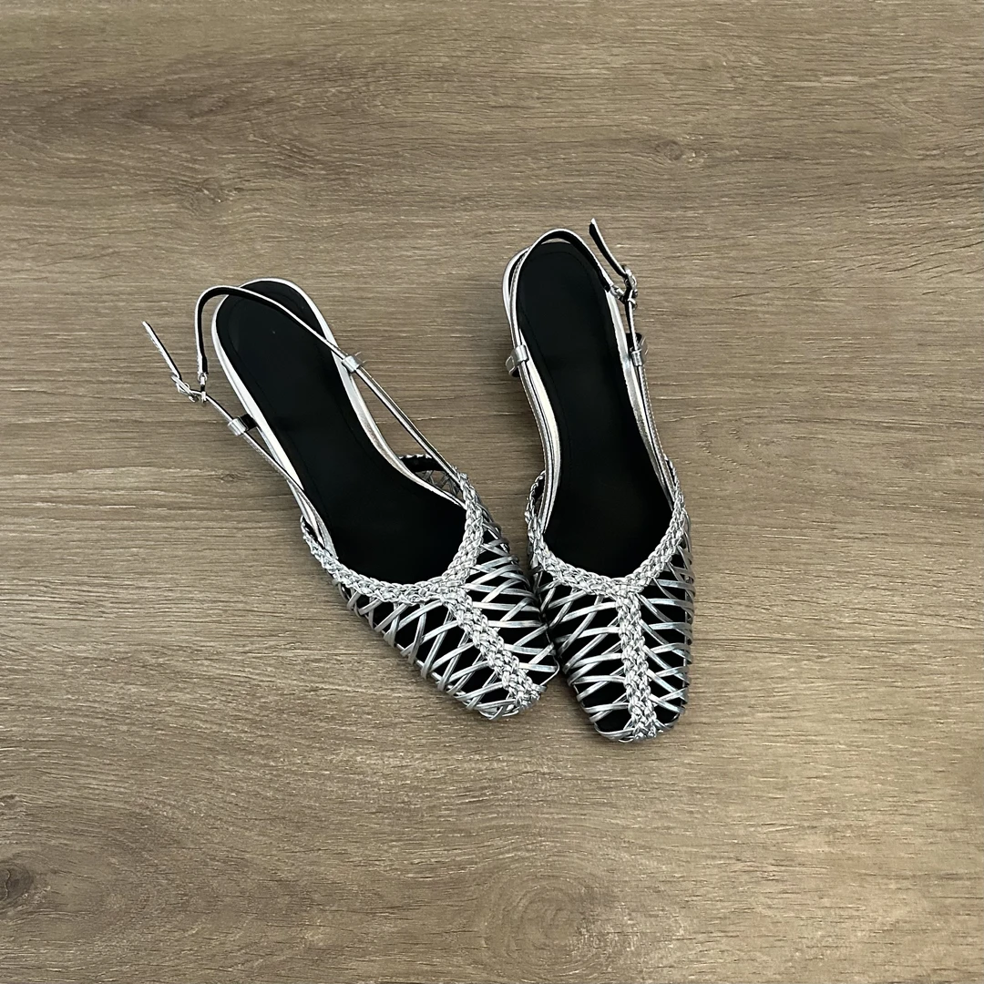 Dannyfrey复古港风气质低帮镂空编织女欧美网红时装凉鞋百搭凉鞋