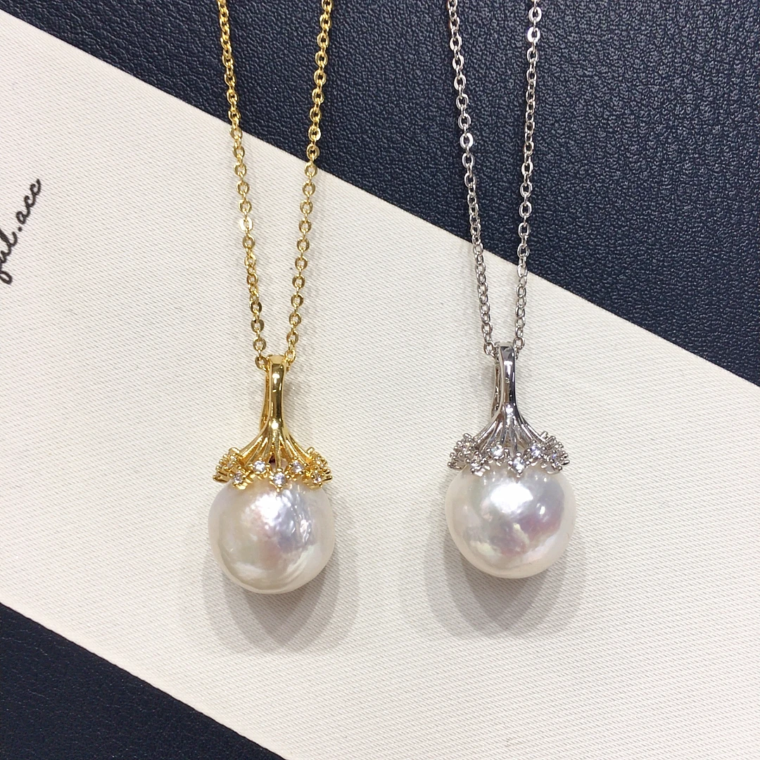精工款诸暨源头天然淡水巴洛克珍珠吊坠万能扣珍珠吊坠百搭