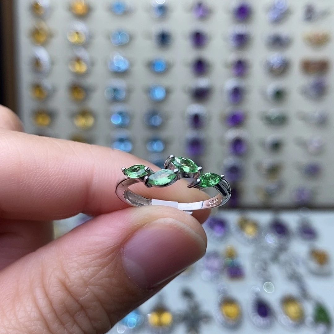 石榴石（沙弗莱）戒指银S925镶嵌一物一证