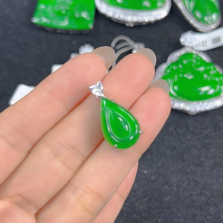 翡翠银S925镶嵌吊坠(不含链)