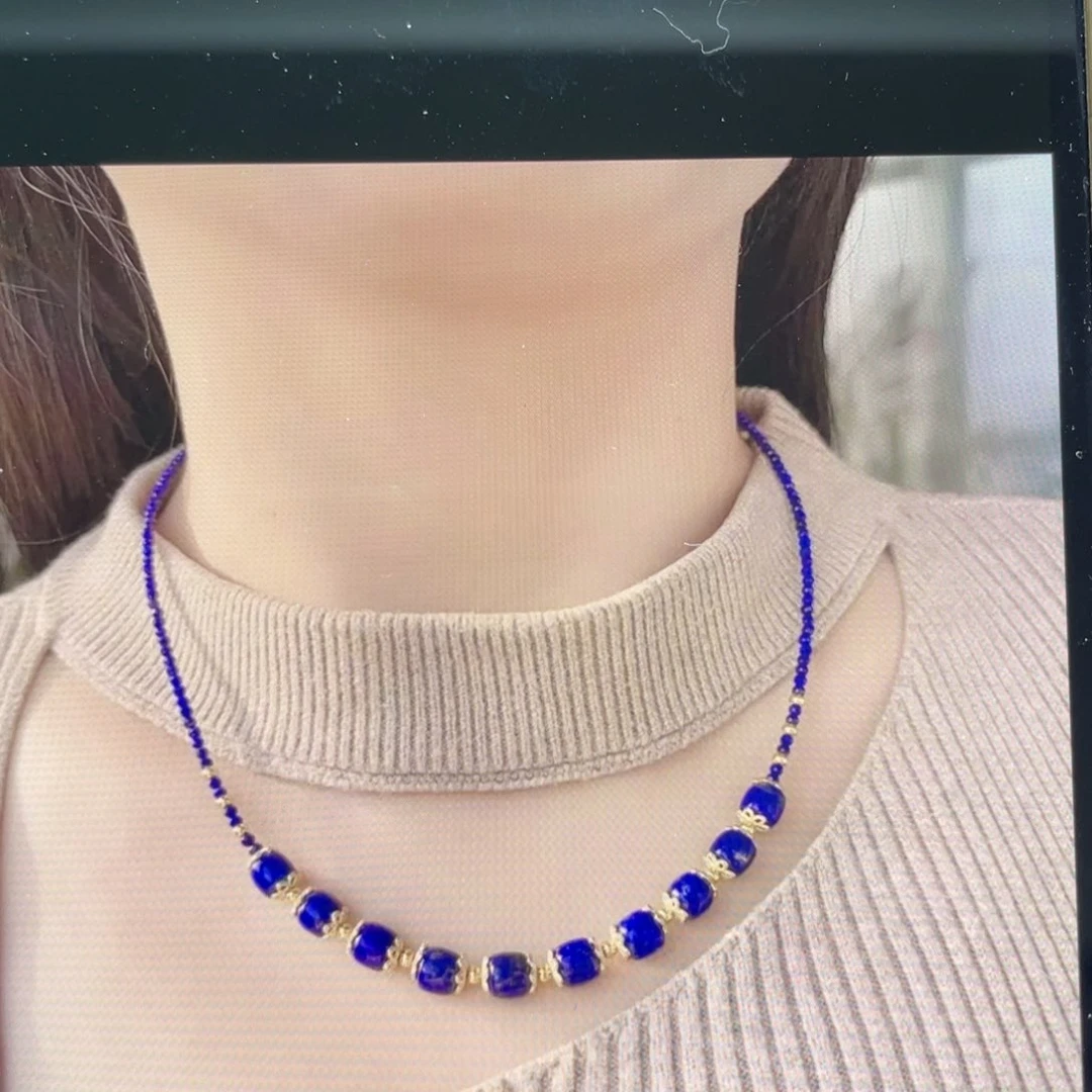 未镶嵌青金石项链桶珠设计