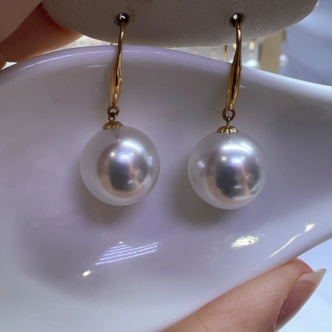 18K金镶嵌淡水珍珠耳饰