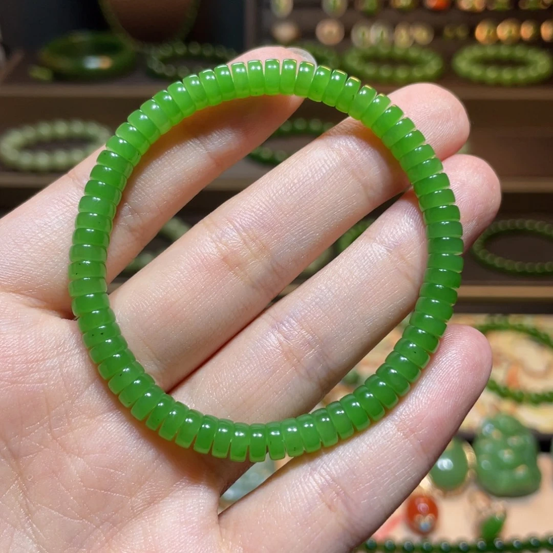 手串未镶嵌和田玉一***酱碧玉苹果绿药片