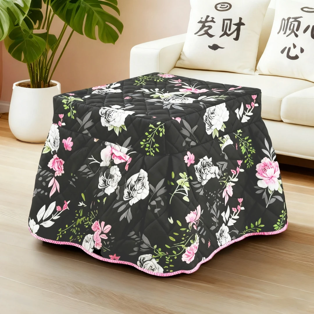 加厚正方形烤火罩布艺罩套冬季电烤炉桌子罩家用烤火全套桌罩