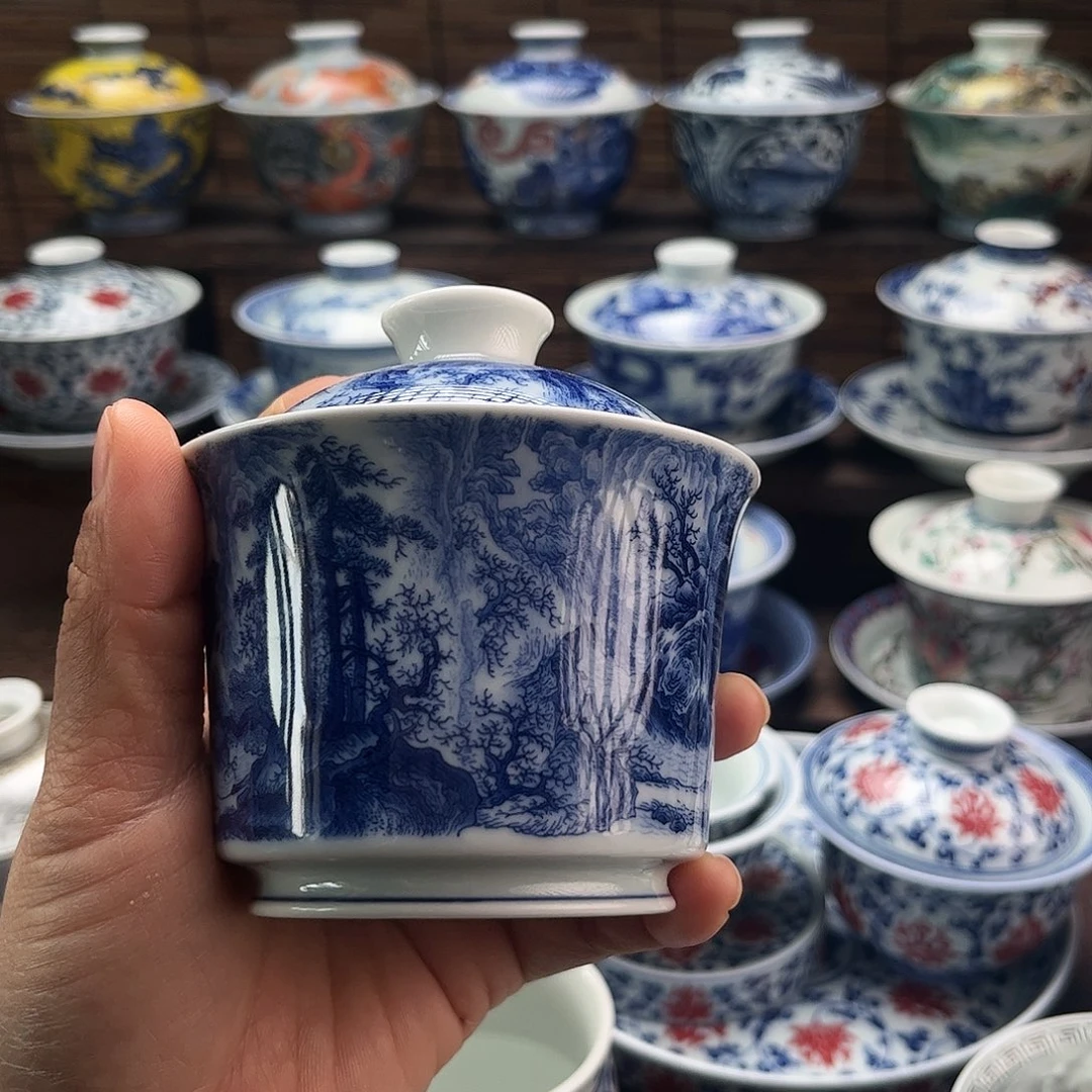 陶摆件景德镇陶瓷二才盖碗