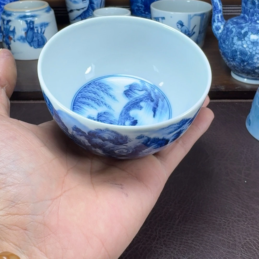 余***乐瓷片当代景德镇陶瓷手绘茶具