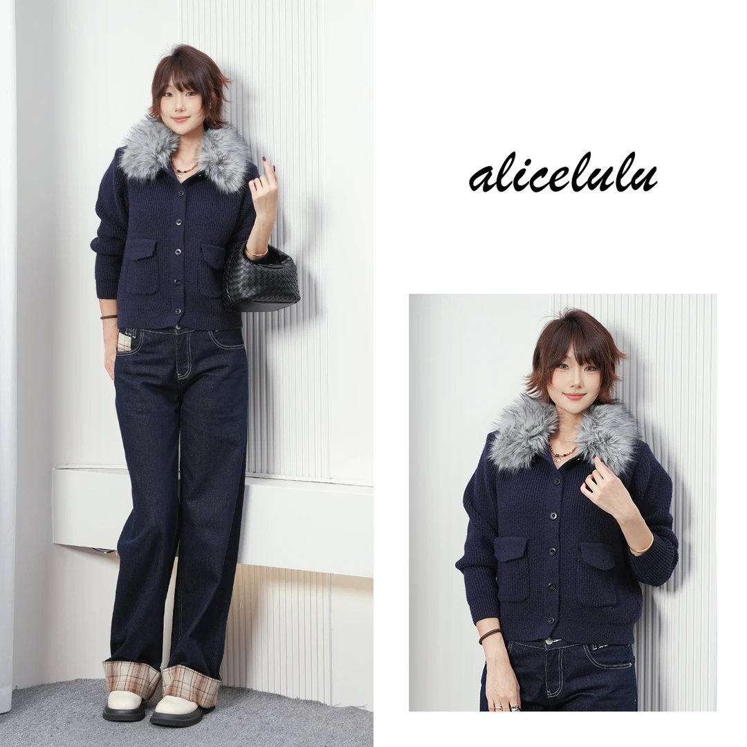 alicelulu 藏肉魔法.带毛领短外套减龄时髦通勤S2145801U