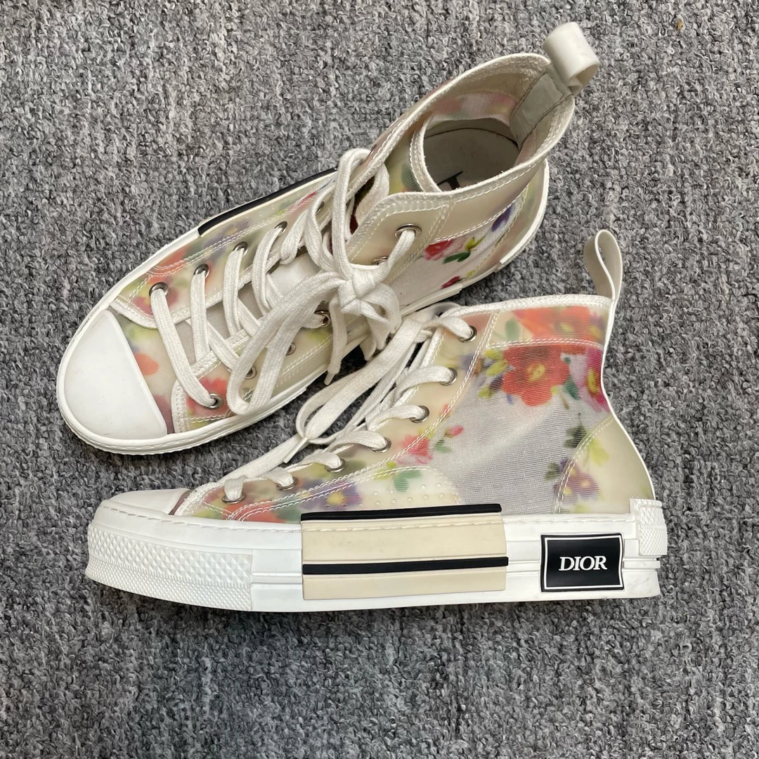 95新 DIOR/迪奥 37码/b23花卉满印高帮板鞋/0343