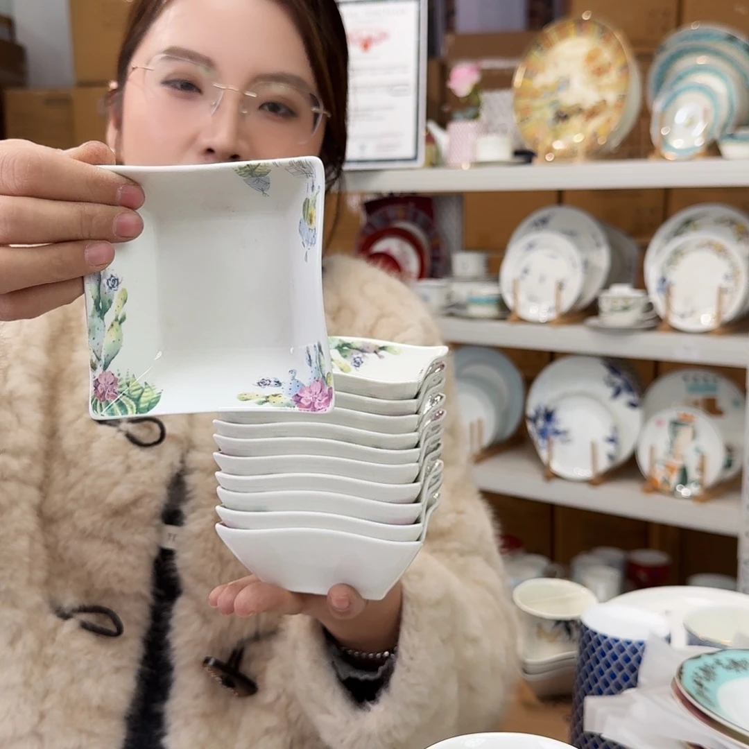 骨瓷骨瓷4英寸味碟10cm 6个实用外贸骨瓷