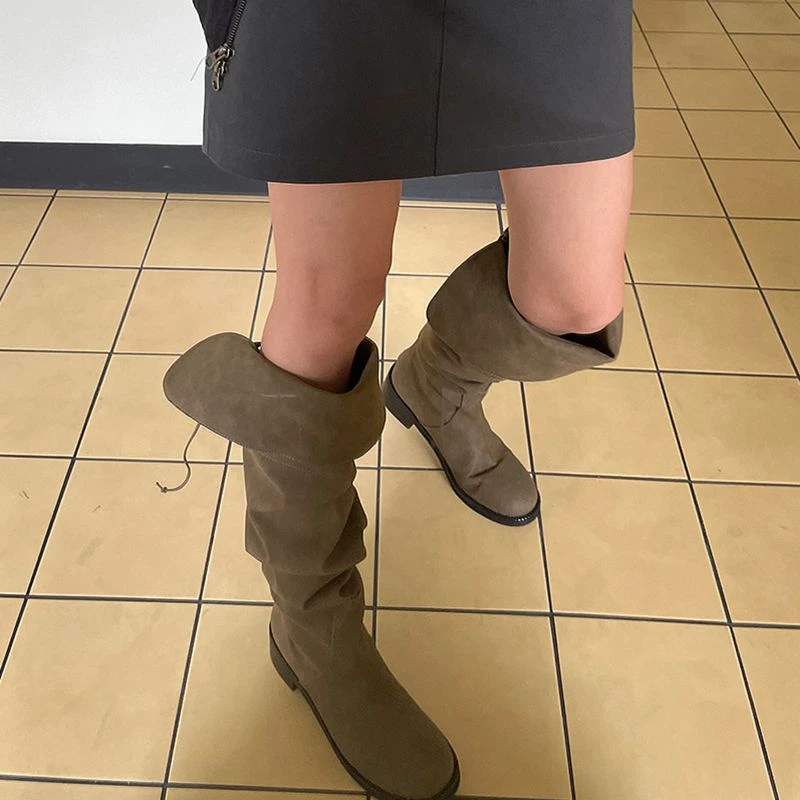 【香港轻奢Sakurano&樱央】韩国东大门秋冬季新款两穿过膝长靴卡其