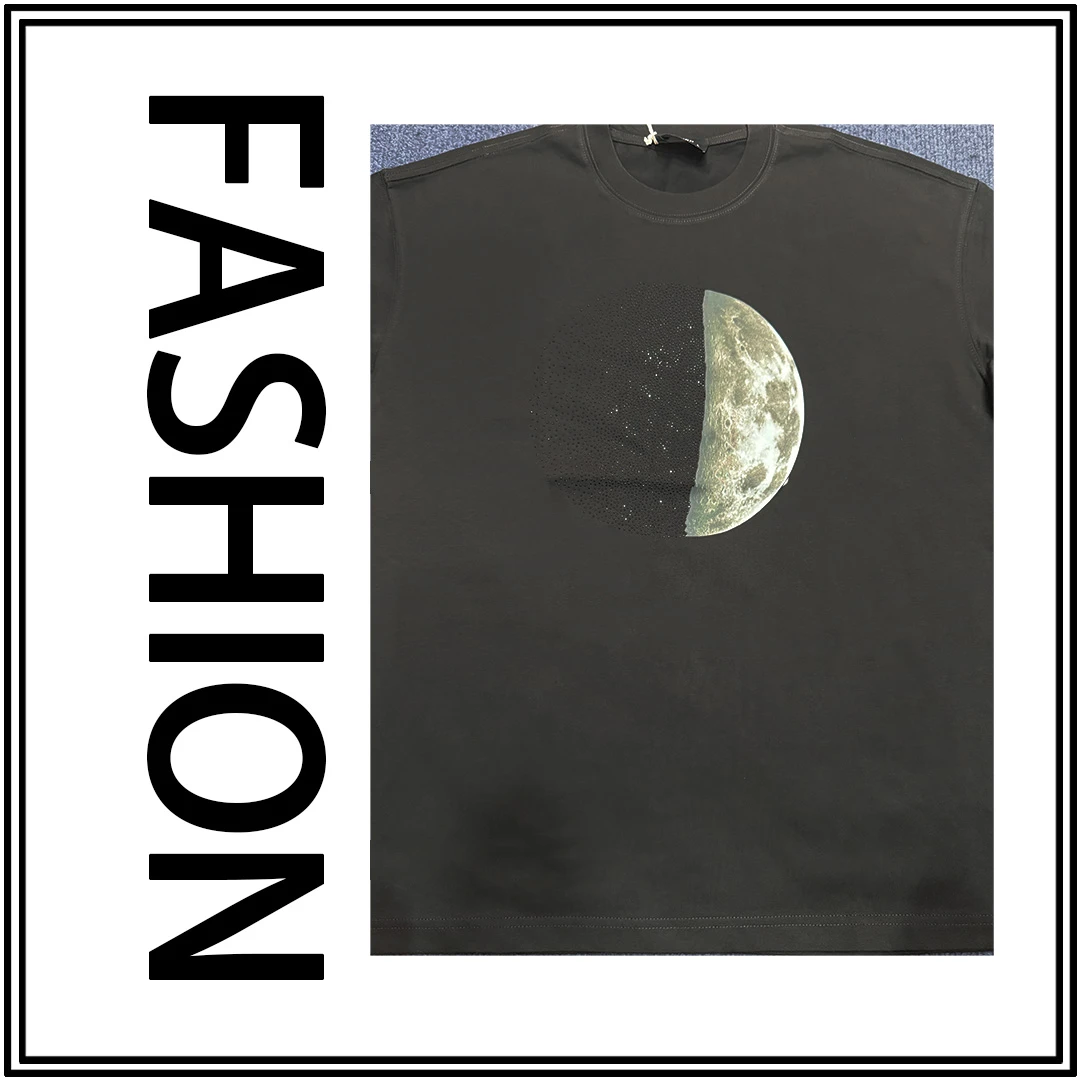 【一面月球一面璀璨】夏天重磅潮牌短袖圆领休闲T恤J1071