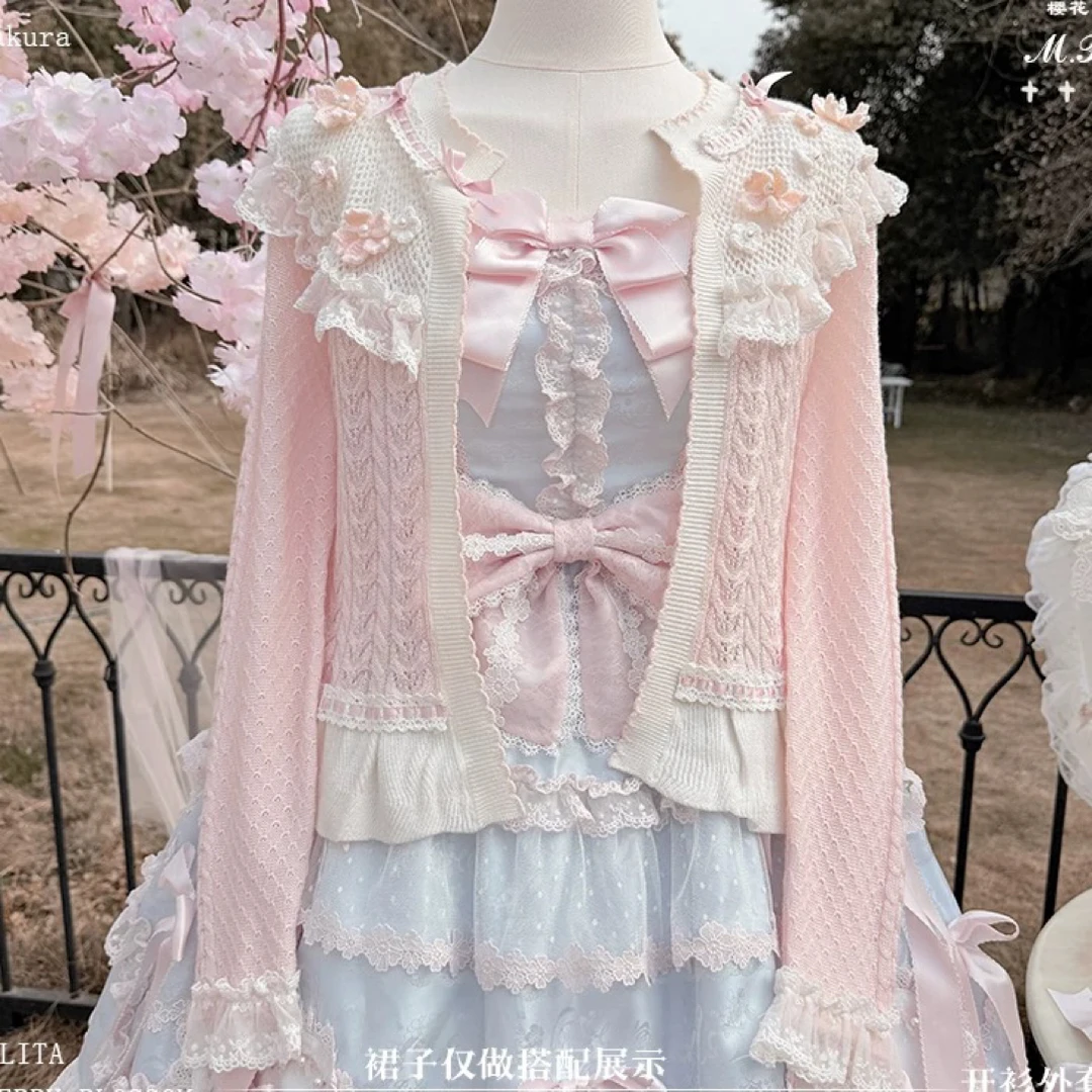 现货山东店毛衣外搭新版樱花树下的告白原创Lolita裙花与珍珠匣