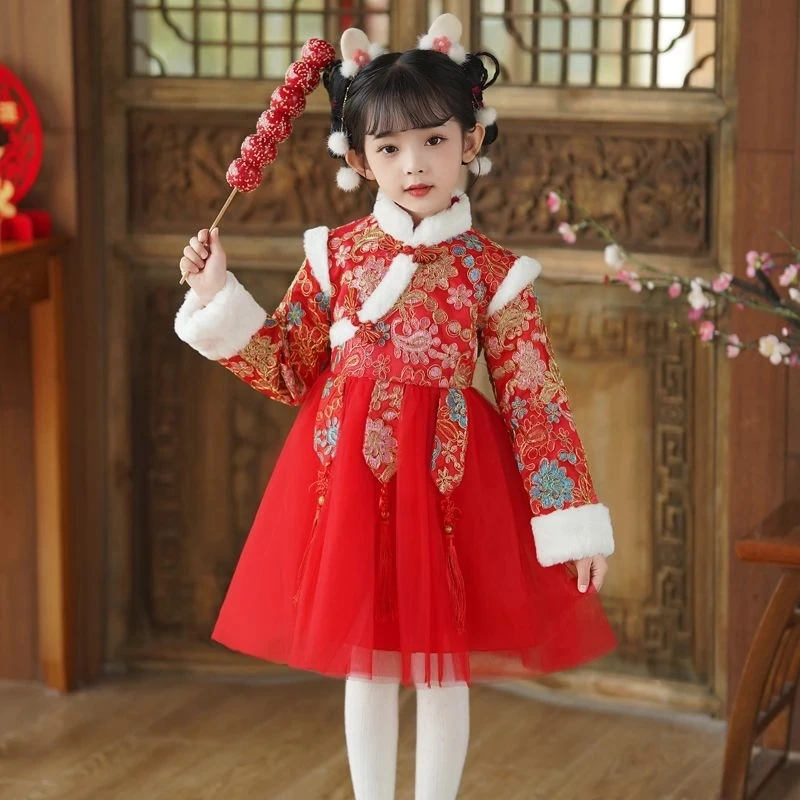 069重工刺绣拜年服连衣裙