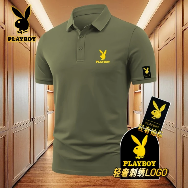 PLAYBOY花花公子百搭品牌商务短袖T恤刺绣POLO衫薄款魅力休闲爆款