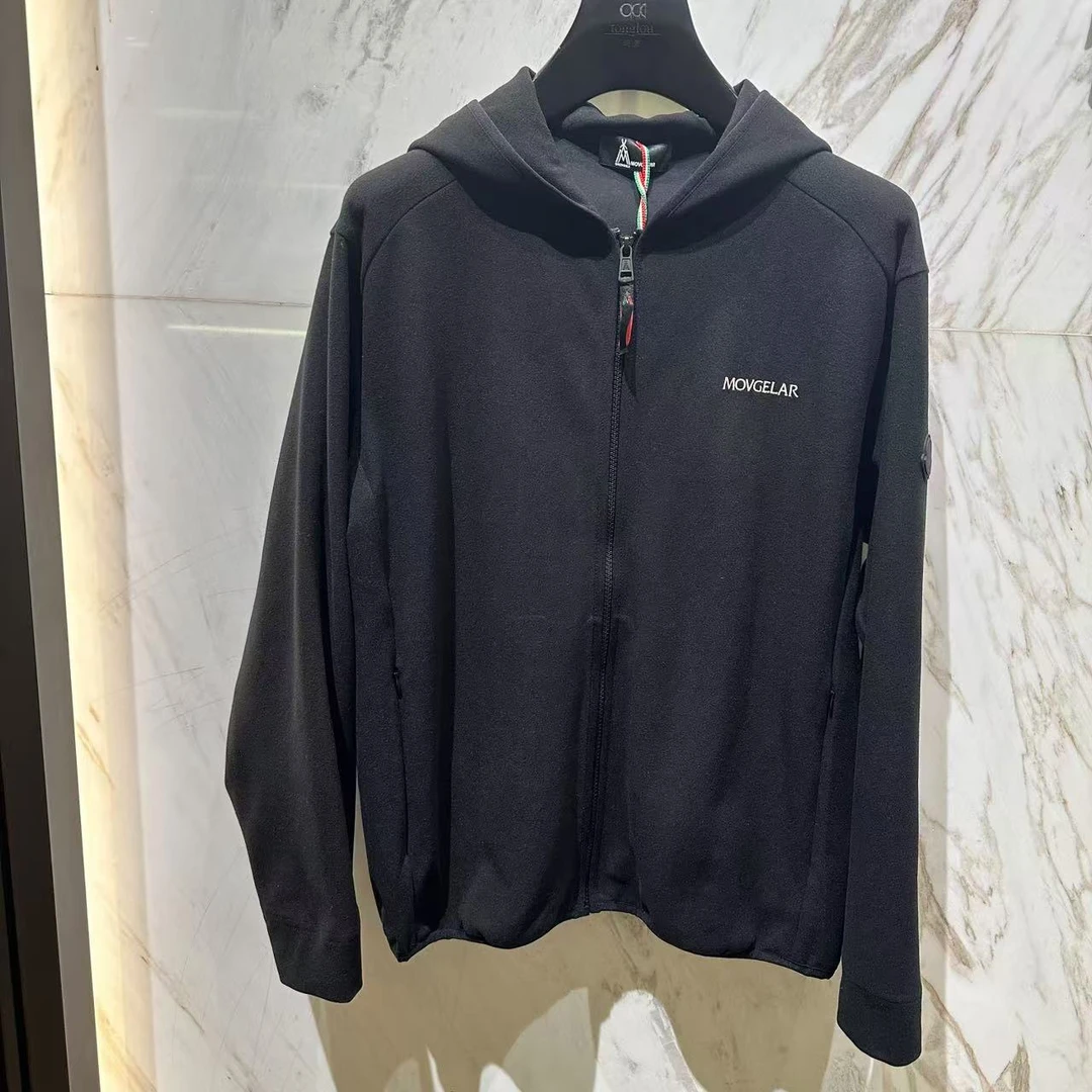 MOVGELAR蒙口丽莱尔黑色连帽拉链外套卫衣男士男款运动休闲打底