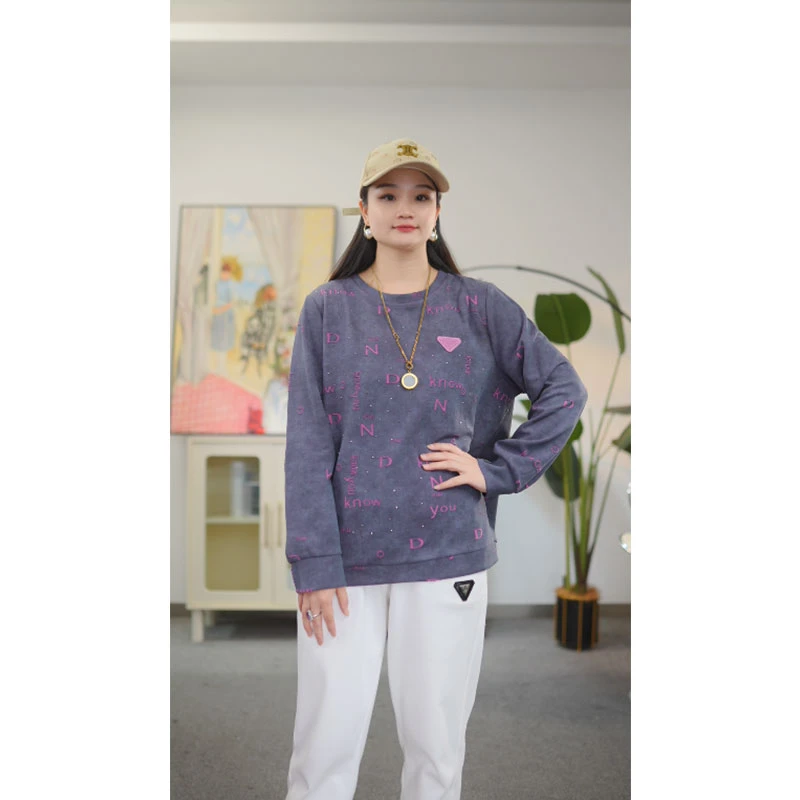 歌帛语大码女装秋冬套头圆领上衣时尚提花显瘦长袖卫衣