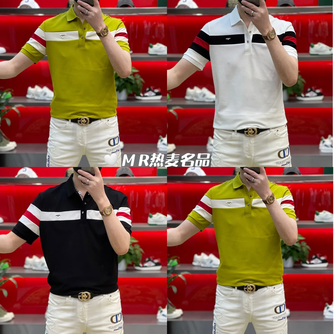 【格朗甄选】夏季Polo丝光珠地拼色25款 男士修身微弹力翻领短袖