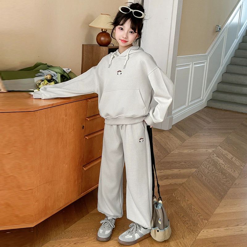 女童春秋款卫衣套装2025新款女孩大童韩系穿搭休闲运动两件套春装
