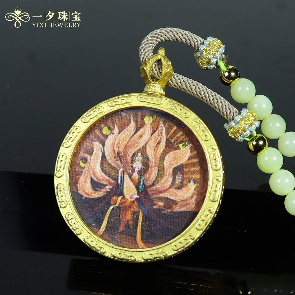 【一夕珠宝】Z和田玉黄口凤九尾套链丨天然玉石丨多样性发一丨