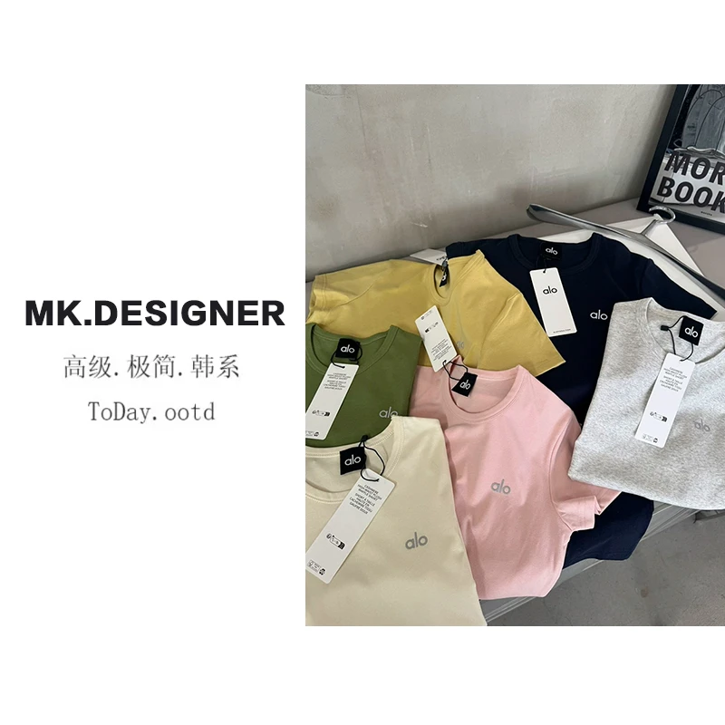 MK~alo短袖t恤女夏季时尚休闲洋气韩系圆领薄款东大门百搭上衣