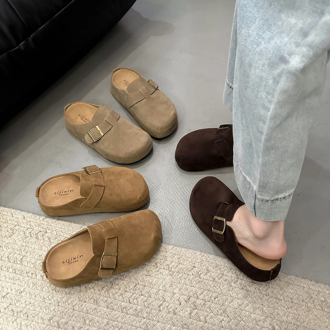 2025年春夏季新款韩版百搭金属扣博肯鞋软底增高爆款拖鞋女鞋