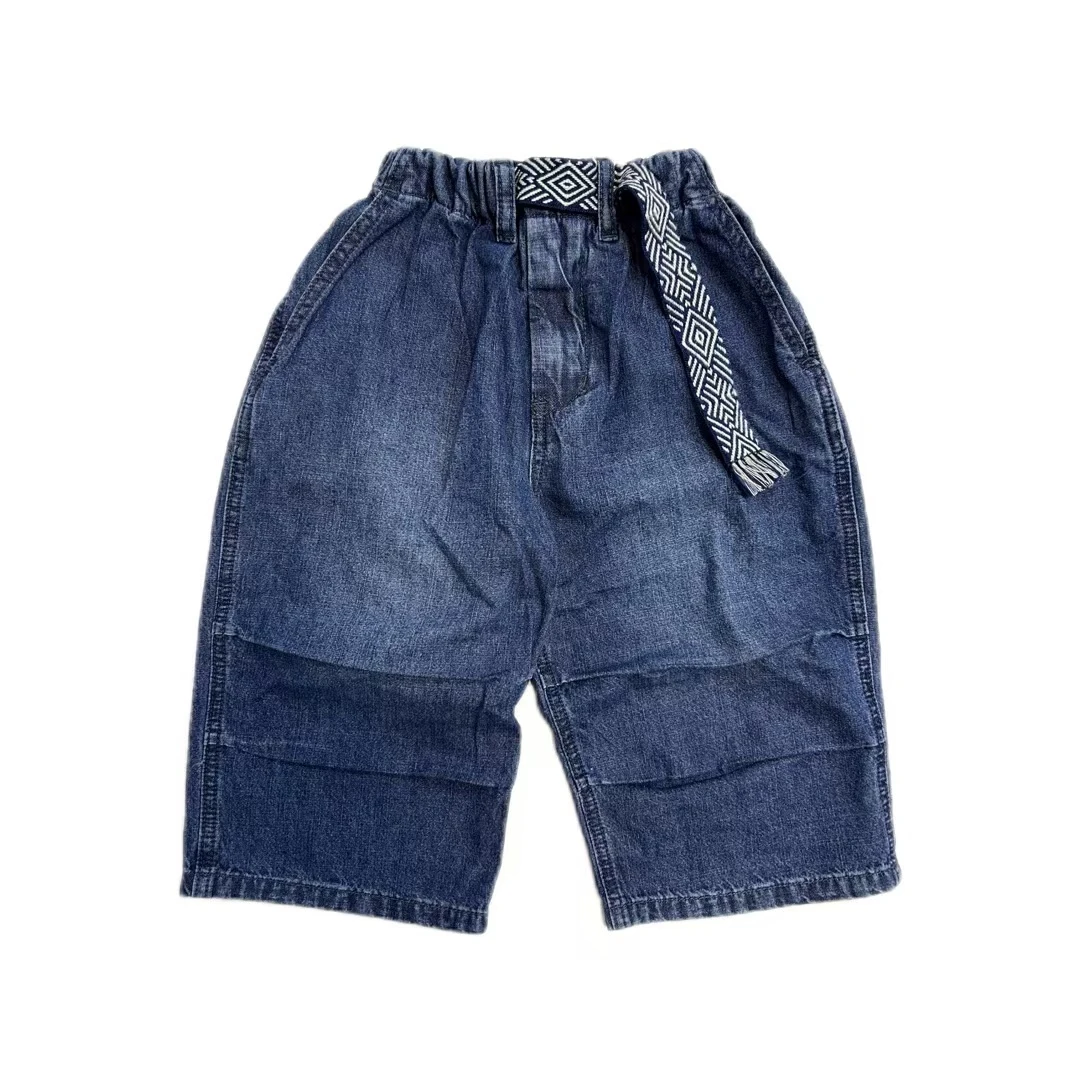 Mu2儿童民族风日系8分牛仔短裤 亲子款