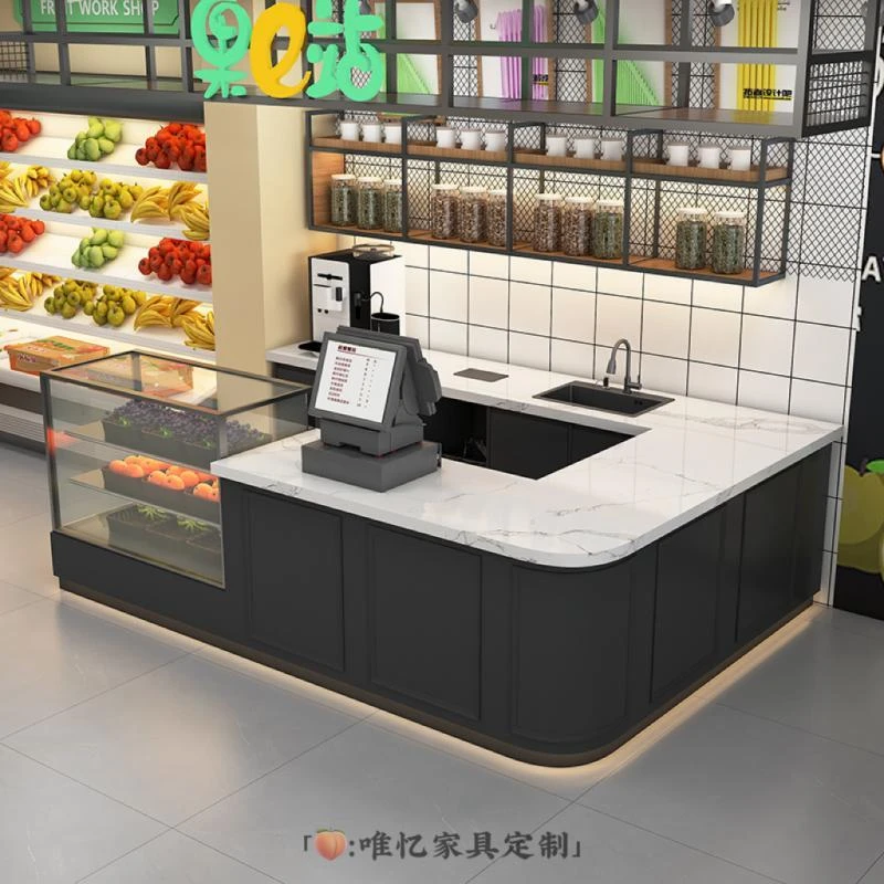花艺果礼收银台水吧台水果店果切洗切台烘焙甜品店吧台大理石定制
