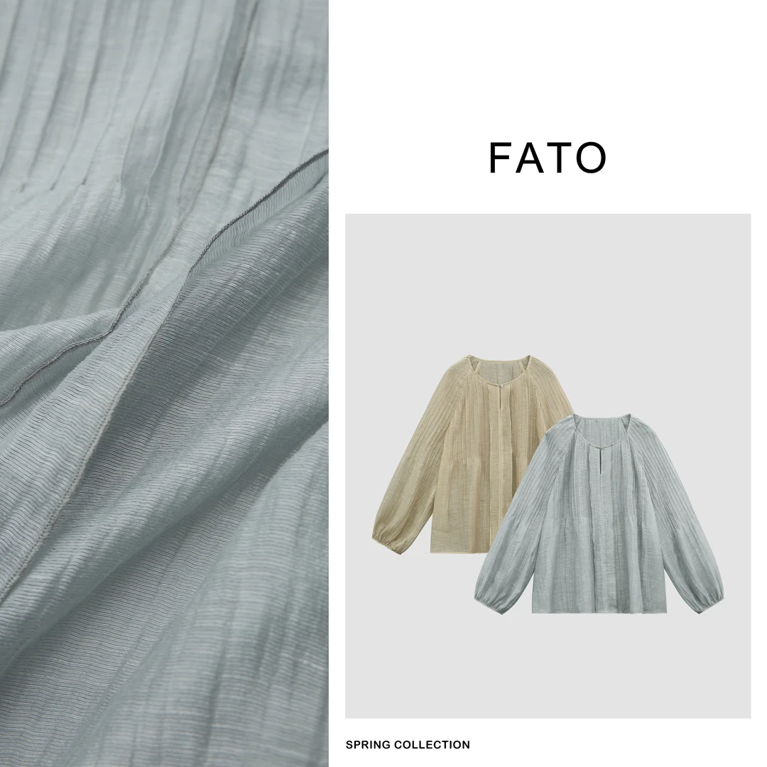 【郑买买】肌理莱赛尔娃娃衫 泡泡袖套头娃娃衫 HH40313C1