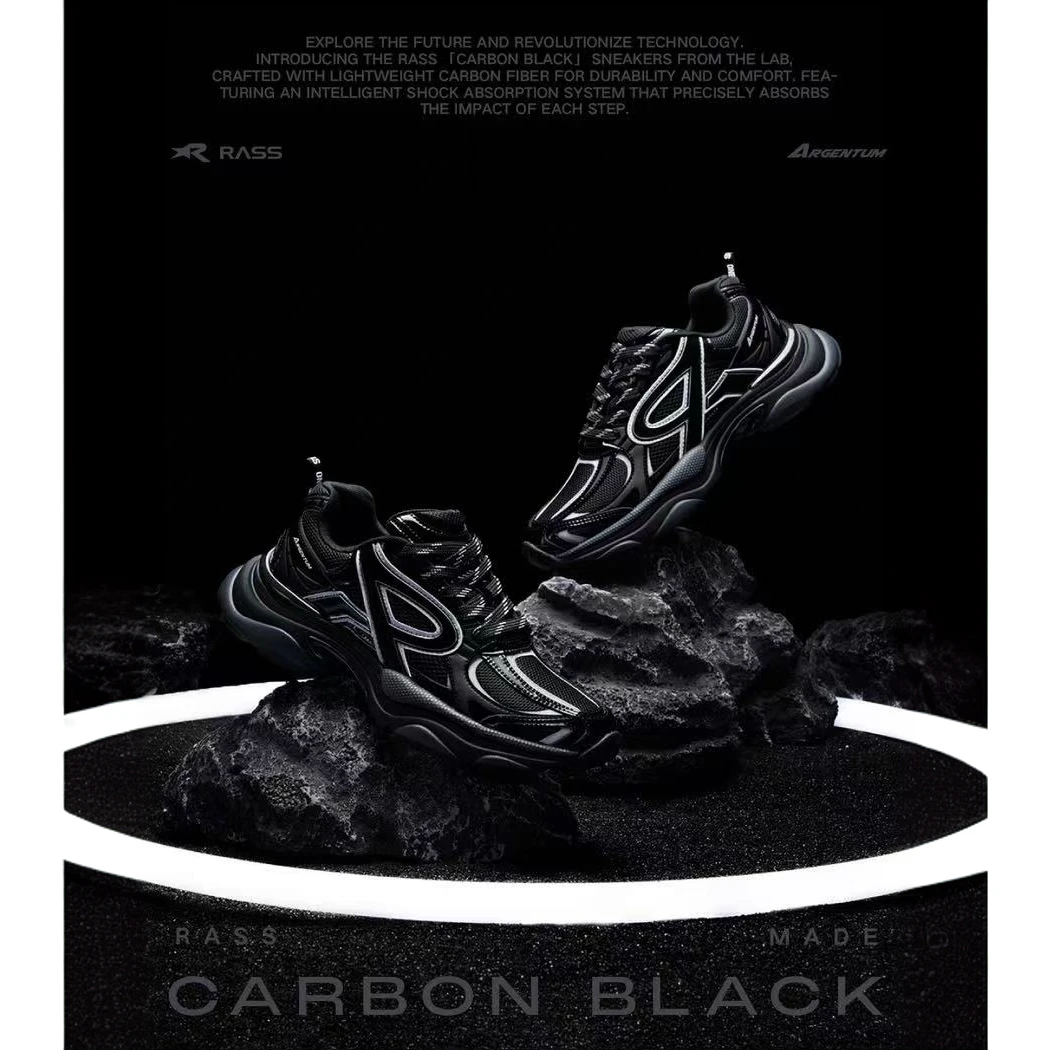 RASSARGENTUM-R1水银跑鞋时尚百搭透气潮流潮鞋网面黑色情侣夏季