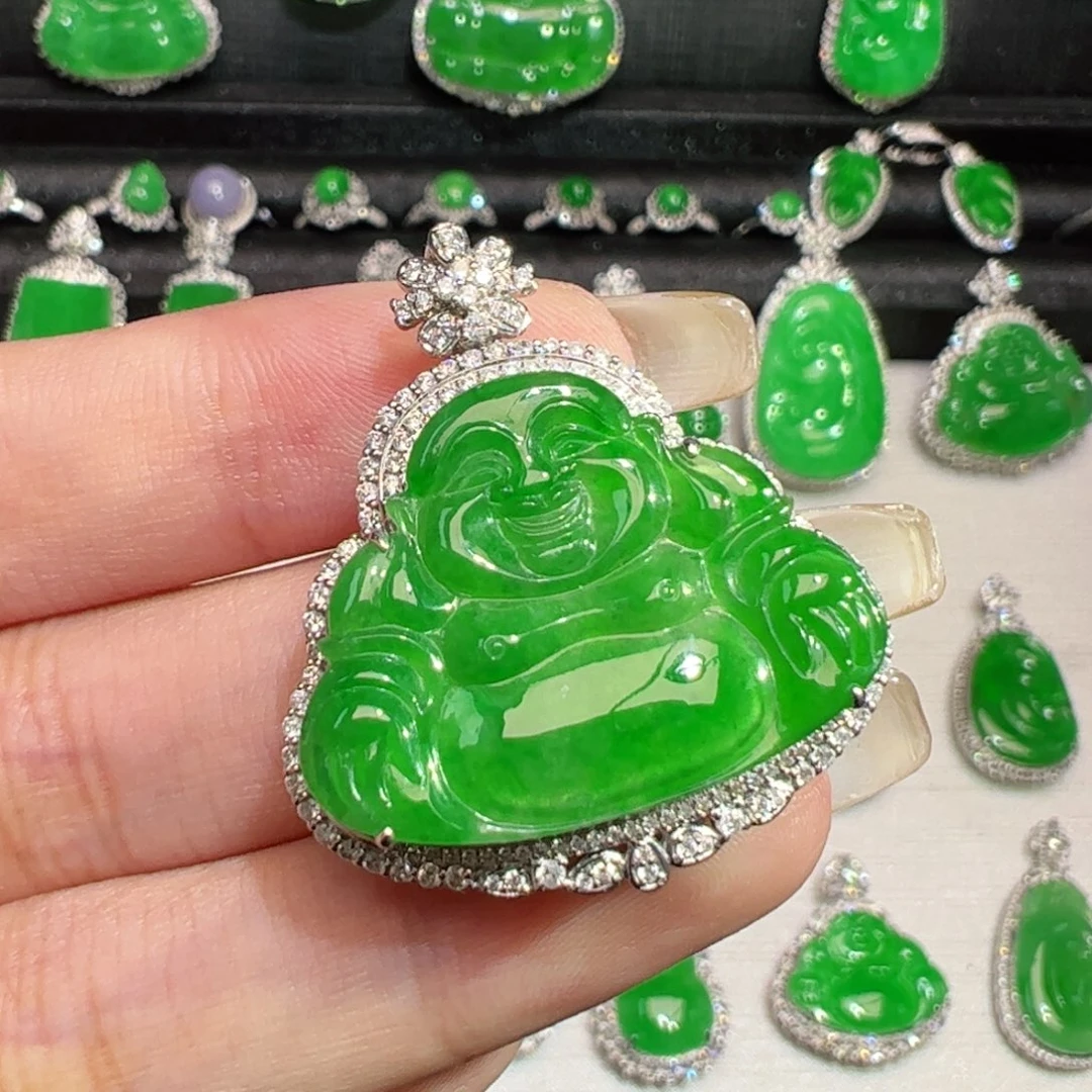 翡翠18K金镶嵌吊坠(不含链)