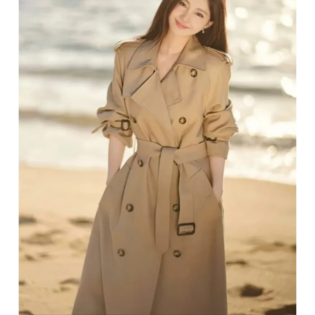 【风衣】英伦时尚百搭风衣外套气质短款女士春秋双排扣休闲127388