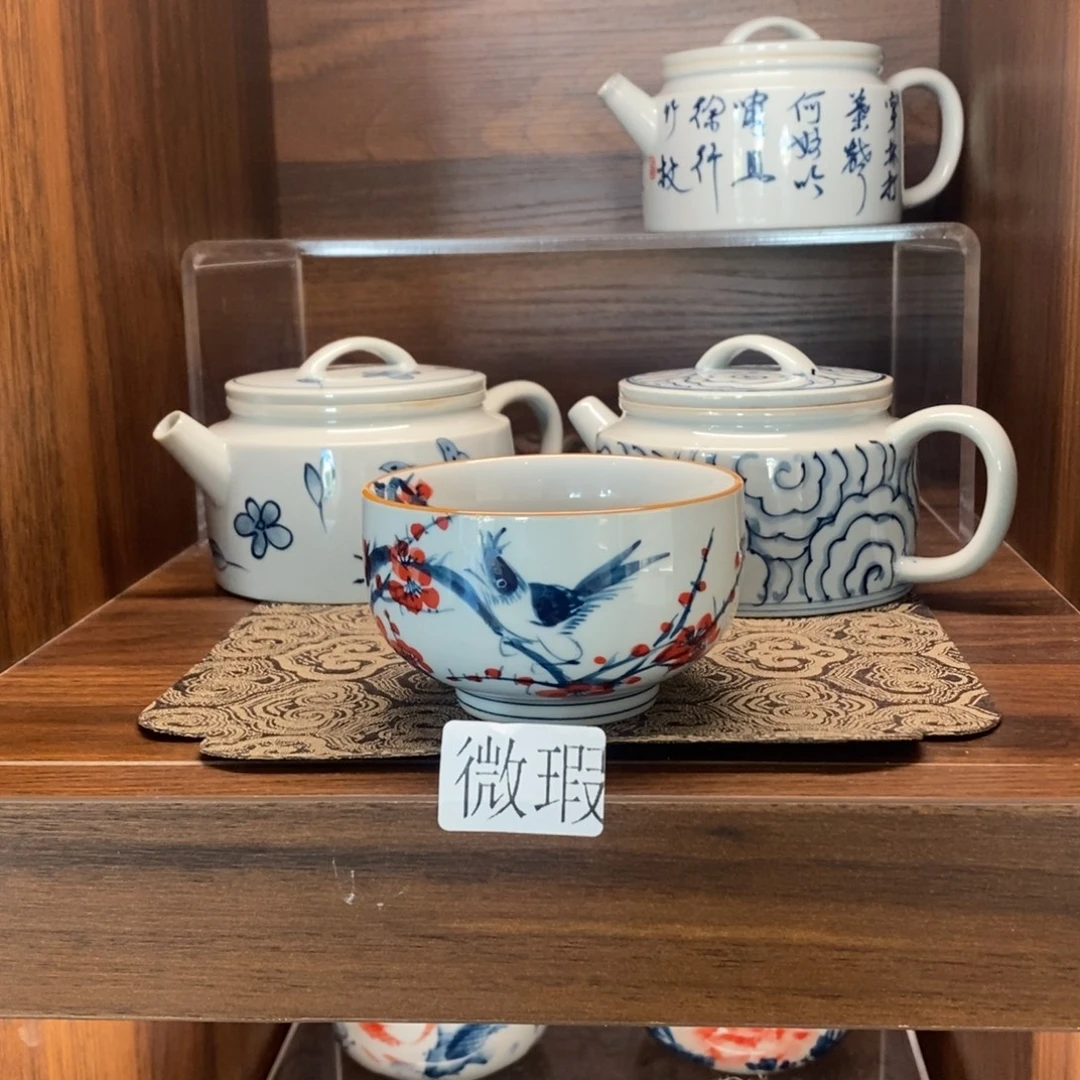 釉下彩老陶泥手工绘制