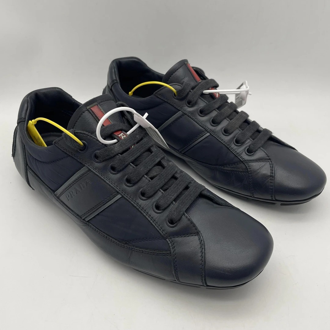 95新 Prada/普拉达  二手藏蓝色舒适时尚低帮休闲鞋/40/40.5欧码