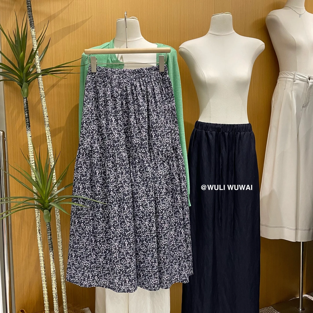 【NO退NO换】鑫燃KIKI 小众复古设计感碎花显瘦半身裙 88001 WU