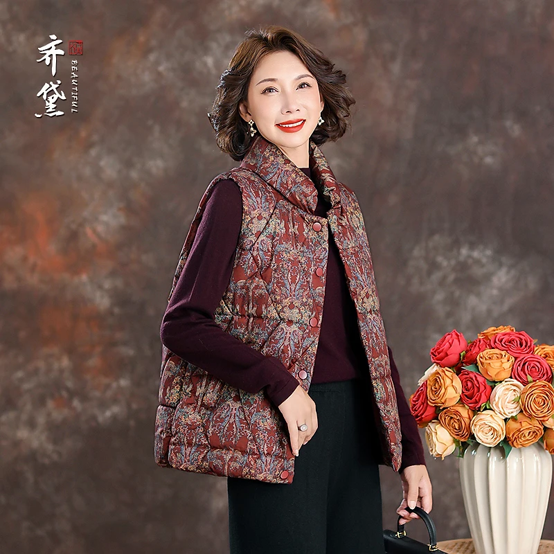 齐黛品牌棉服女款2025新款马甲秋冬加厚保暖洋气妈妈上衣短外套