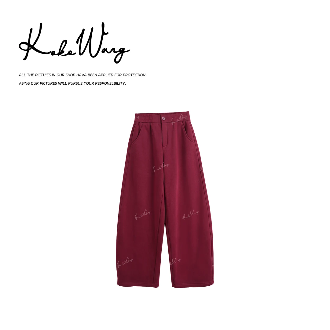 KOKO WANG秋冬新款高腰垂感显瘦时尚百搭弯刀休闲裤 X7795J22K63