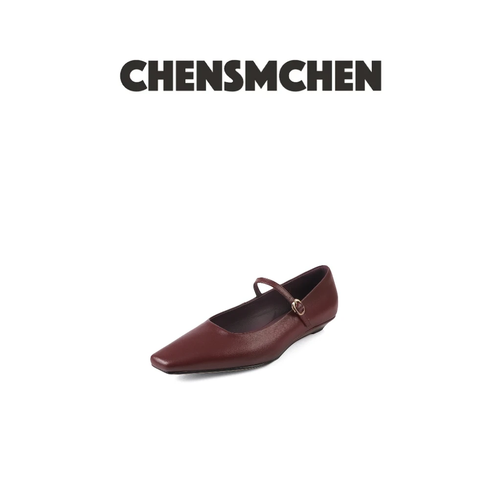 CHENSMCHEN 百搭皮带扣方头浅口平底鞋6803