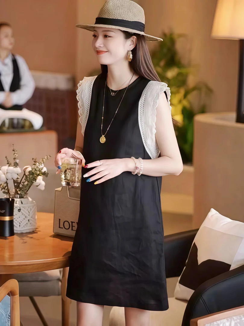 三姐家夏季气质法式飞袖连衣裙