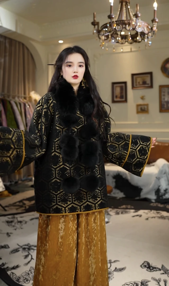 月畔湾【伴紫陌】新中式冬季重工加厚棉外套盘扣棉服