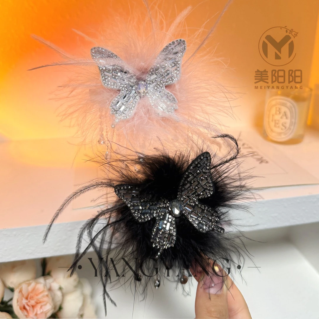 超仙气质百搭可爱轻奢灵动蝴蝶羽毛鸭嘴夹6cm