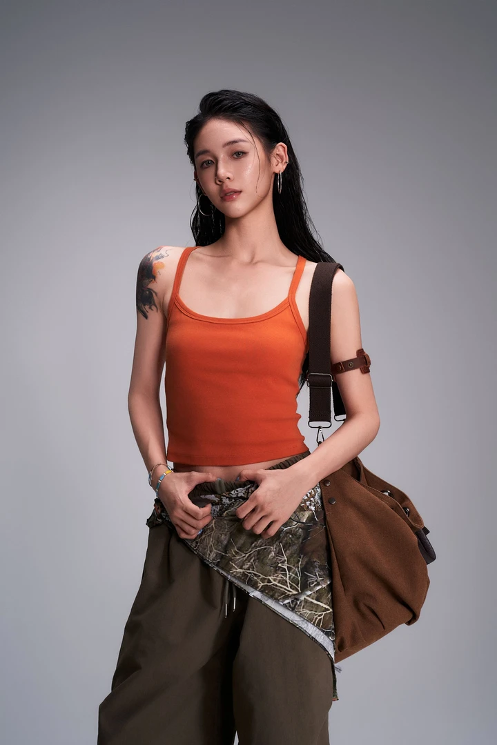 杨九七 夏季新款美式复古辣妹休闲工字背心修身美背吊带女 7504