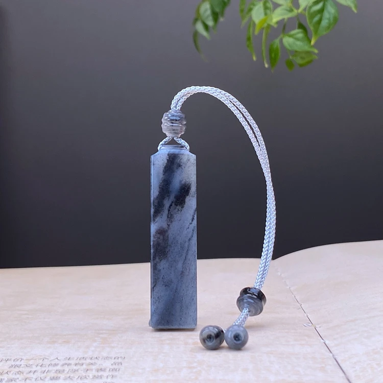 新疆和田玉青花天然意境山水平安无事牌吊坠精工雕刻精美简约百搭